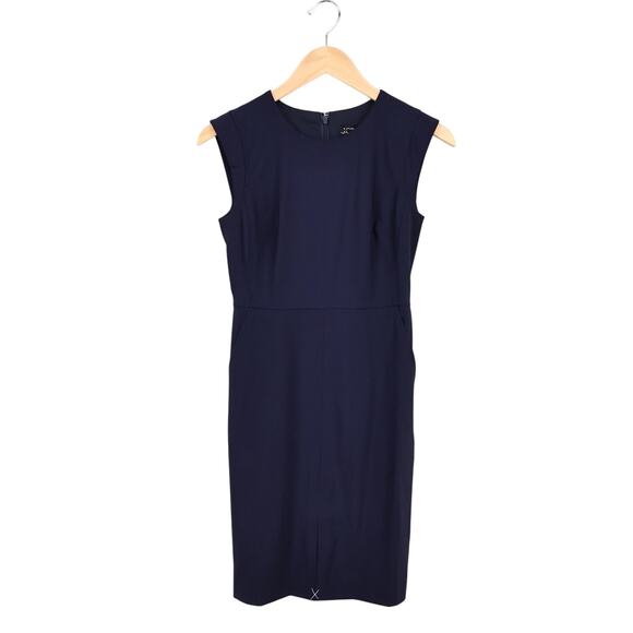 J.Crew Petite Resume Dress Italian Wool Blend Navy Blue Size 2 Petite NWT - Picture 1 of 8